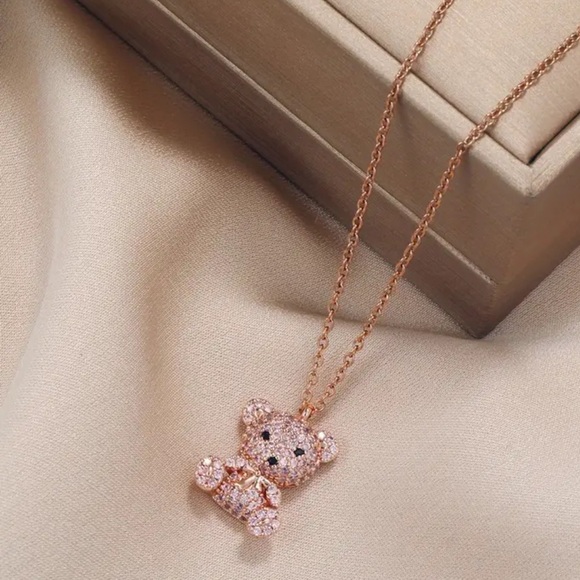 Bear rose gold necklace cubic zirconia NWT jewelers